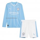 Camiseta Manchester City Primera Manga Larga Nino 2023 2024