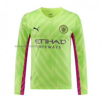 Camiseta Manchester City Portero Manga Larga 2023 2024 Verde