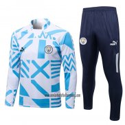 Chandal de Sudadera del Manchester City 2022 2023 Blanco y Azul