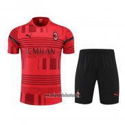Chandal del AC Milan Manga Corta 2022 2023 Rojo - Pantalon Corto