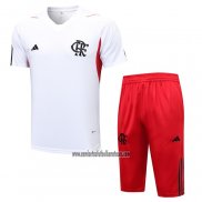 Chandal del Flamengo Manga Corta 2023 2024 Blanco - Pantalon Corto