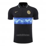 Camiseta Polo del Inter Milan 2022 2023 Negro y Azul