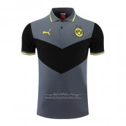 Camiseta Polo del Borussia Dortmund 2022 2023 Gris y Negro