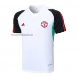 Camiseta de Entrenamiento Manchester United 2023 2024 Blanco y Negro